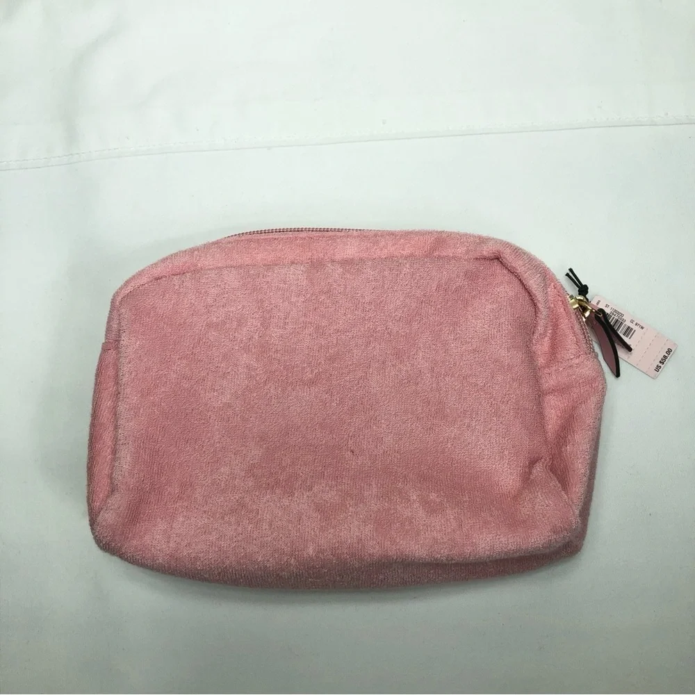 Victoria's Secret Terry Monogram Pink Cosmetic Make-up Bag Headband & Scrunchie